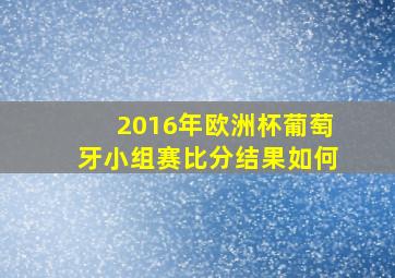 2016年欧洲杯葡萄牙小组赛比分结果如何