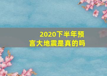 2020下半年预言大地震是真的吗