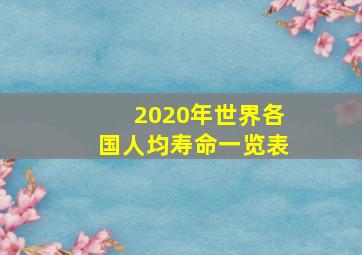 2020年世界各国人均寿命一览表