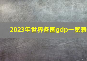 2023年世界各国gdp一览表