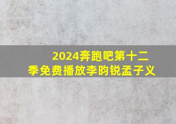 2024奔跑吧第十二季免费播放李昀锐孟子义