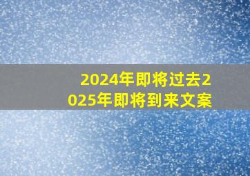 2024年即将过去2025年即将到来文案