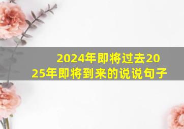 2024年即将过去2025年即将到来的说说句子