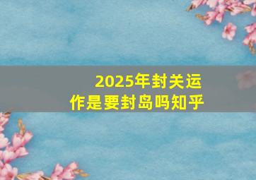 2025年封关运作是要封岛吗知乎