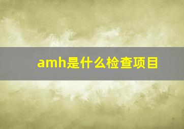 amh是什么检查项目