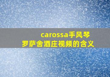 carossa手风琴罗萨舍酒庄视频的含义