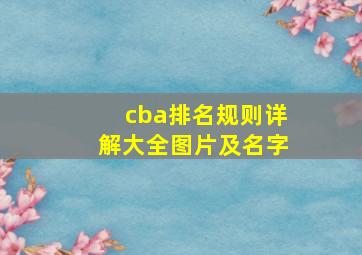 cba排名规则详解大全图片及名字