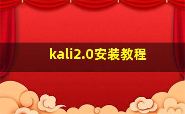 kali2.0安装教程