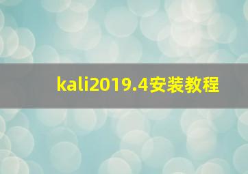 kali2019.4安装教程