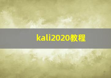 kali2020教程