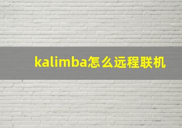 kalimba怎么远程联机