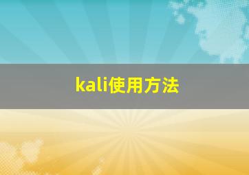 kali使用方法