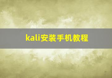 kali安装手机教程