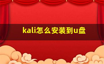 kali怎么安装到u盘