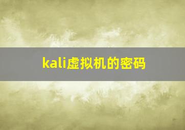 kali虚拟机的密码