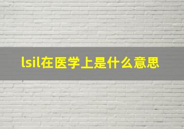 lsil在医学上是什么意思