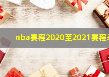 nba赛程2020至2021赛程表