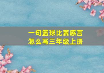 一句篮球比赛感言怎么写三年级上册