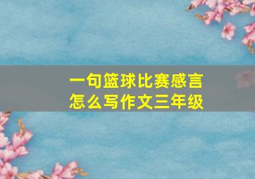 一句篮球比赛感言怎么写作文三年级