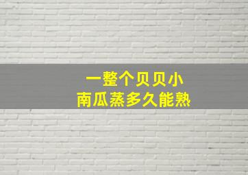 一整个贝贝小南瓜蒸多久能熟