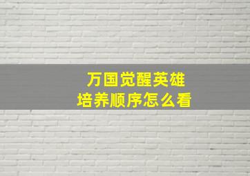 万国觉醒英雄培养顺序怎么看