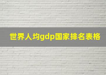 世界人均gdp国家排名表格