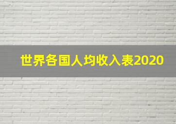 世界各国人均收入表2020