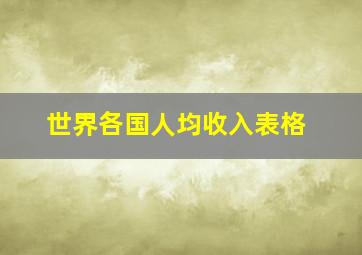 世界各国人均收入表格