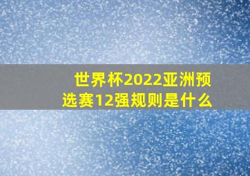 世界杯2022亚洲预选赛12强规则是什么