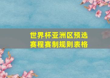 世界杯亚洲区预选赛程赛制规则表格