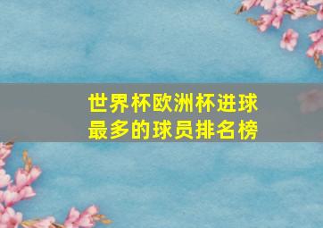 世界杯欧洲杯进球最多的球员排名榜