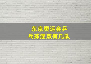 东京奥运会乒乓球混双有几队