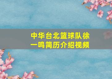 中华台北篮球队徐一鸣简历介绍视频