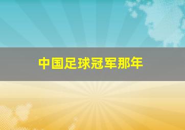 中国足球冠军那年