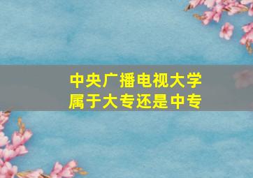 中央广播电视大学属于大专还是中专