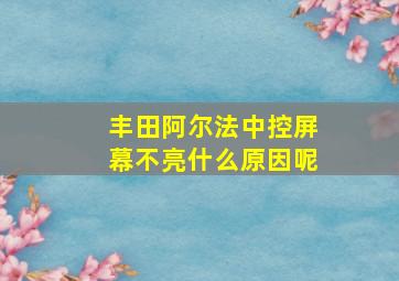 丰田阿尔法中控屏幕不亮什么原因呢