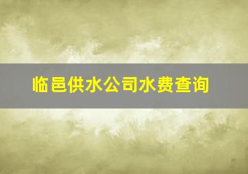 临邑供水公司水费查询