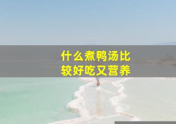 什么煮鸭汤比较好吃又营养