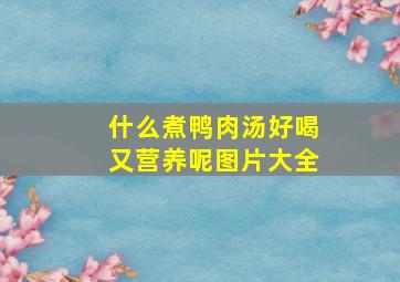 什么煮鸭肉汤好喝又营养呢图片大全