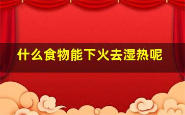 什么食物能下火去湿热呢