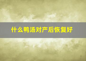 什么鸭汤对产后恢复好