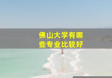 佛山大学有哪些专业比较好