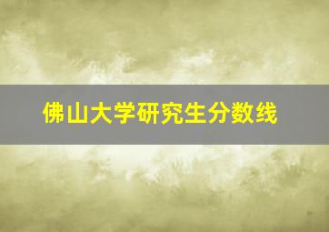 佛山大学研究生分数线