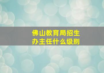 佛山教育局招生办主任什么级别