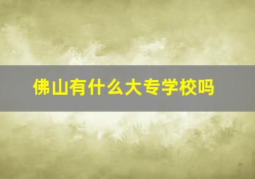 佛山有什么大专学校吗