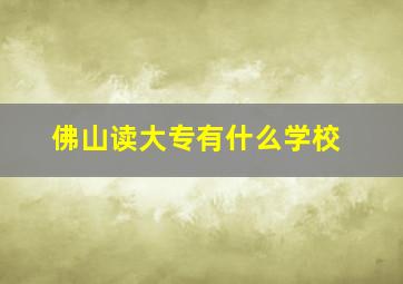 佛山读大专有什么学校