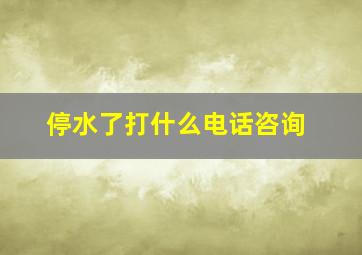 停水了打什么电话咨询