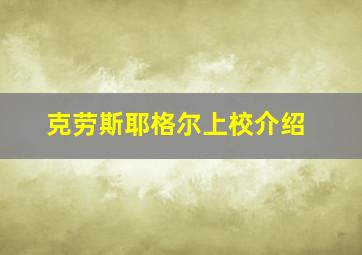 克劳斯耶格尔上校介绍