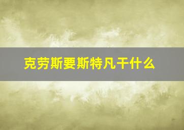 克劳斯要斯特凡干什么