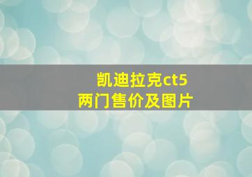 凯迪拉克ct5两门售价及图片